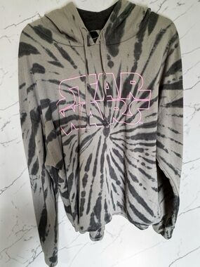 Star Wars Tie Dye Hoodie Women’s 3X Gray Black Pink Logo Lightweight Pullover